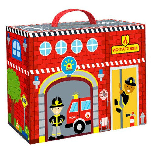 poppenhuis brandweer hout rood 3-delig