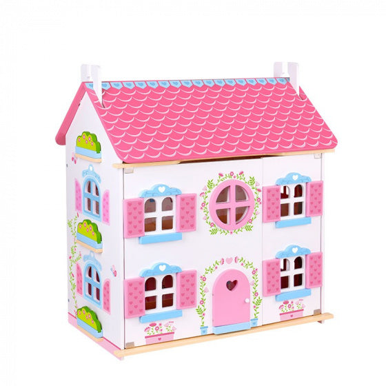 poppenhuis meisjes 60 x 55 x 30 cm hout roze 32-delig