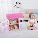 poppenhuis meisjes 60 x 55 x 30 cm hout roze 32-delig