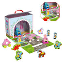 poppenhuis prinsessen meisjes hout blauw 3-delig