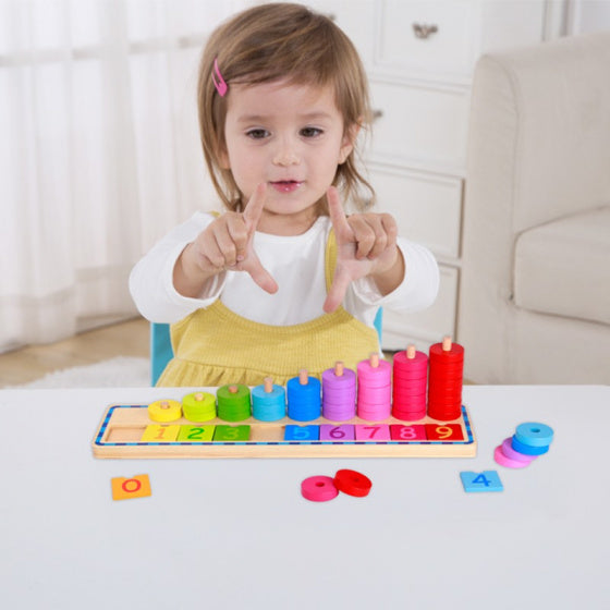 stapelspel regenboog 43 x 12 cm hout 56-delig