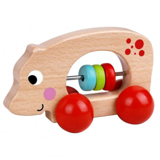 speeldier Nijlpaard junior 11 cm hout naturel/rood