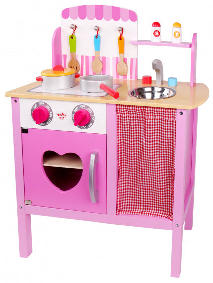 speelgoedkeuken junior 54 x 68 cm hout roze 9-delig