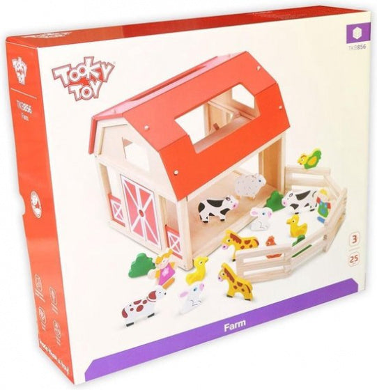 speelset boerderij junior 30 x 28 cm hout 19-delig