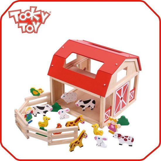 speelset boerderij junior 30 x 28 cm hout 19-delig