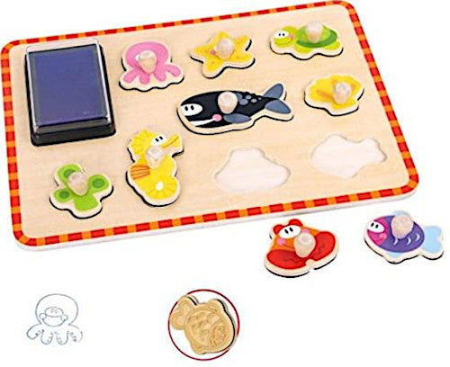 vormenpuzzel Zeedieren junior hout 9 stukjes