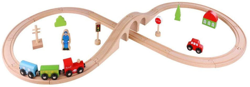 treinset junior hout naturel 30-delig