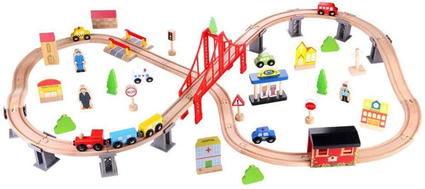 treinset junior hout naturel 70-delig