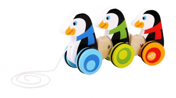 trekfiguur pinguïns 25 x 6,5 x 13 cm hout