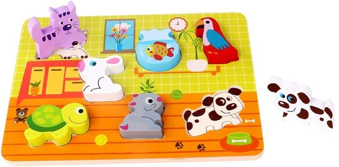vormenpuzzel Huisdier junior hout 7 stukjes