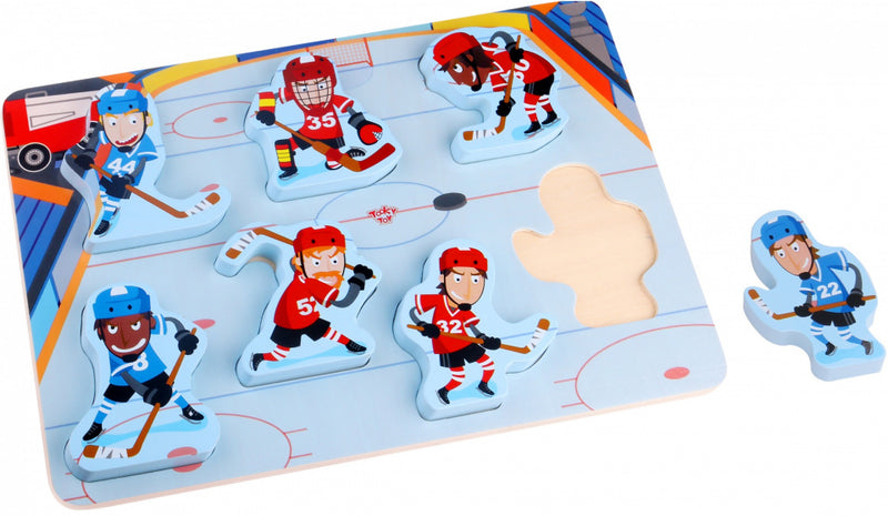 vormenpuzzel IJshockey junior hout 7 stukjes