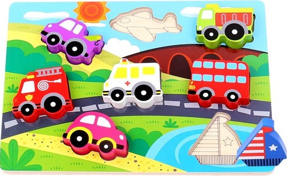 vormenpuzzel Voertuigen junior hout 7 stukjes