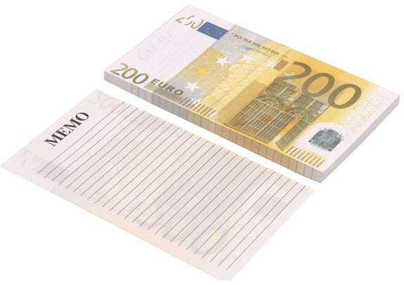 Memoblok briefgeld 200 Euro