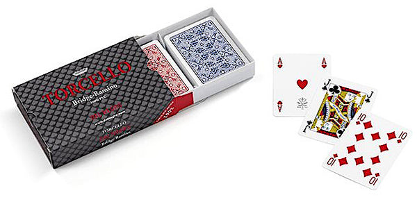 speelkaarten double-deck 8,8 x 6,3 cm PVC rood/blauw