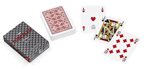 speelkaarten 8,8 x 6,3 cm PVC rood 55-delig