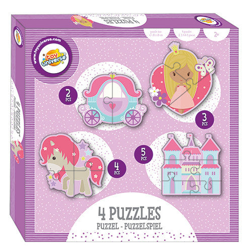 legpuzzel 4-in-1 eenhoorn karton paars 4-delig