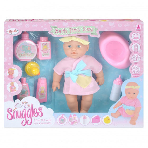Snuggles babypop badtijd Suzy 30 cm 7-delig roze