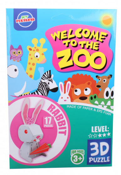 3D-dierenpuzzel konijn foam wit 17-delig