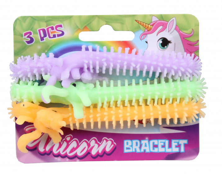 armbanden eenhoorns paars/groen/oranje 3-delig