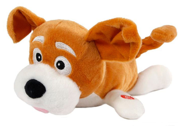knuffelhond junior 28 cm pluche bruin/wit