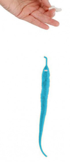 magische worm junior 20 cm pluche blauw