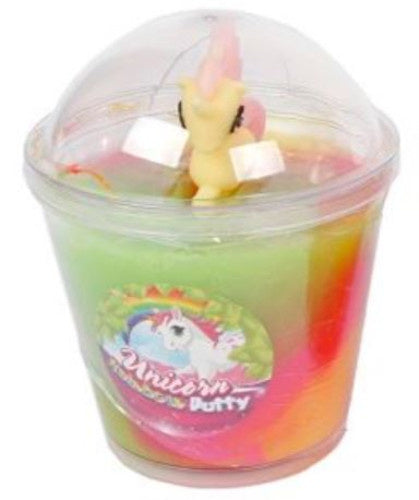 putty Unicorn junior 10 cm geel 2-delig