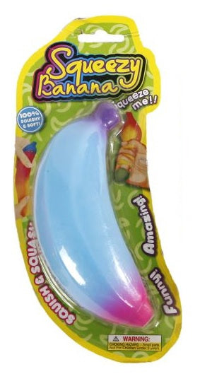 speelfiguur Squeezy Banana 14 cm foam blauw