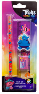 schrijfwarenset meisjes 15 cm roze/blauw 4-delig