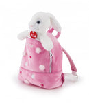 knuffel konijn in rugzak wit/roze 19 x 20 x 11 cm