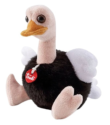 knuffel Struisvogel junior 15 cm pluche zwart/roze