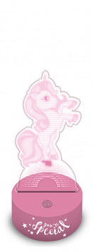 tafellamp eenhoorn meisjes 23,5 cm roze/transparant