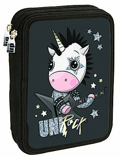 etui UniRock junior 20 x 14 cm polyester zwart 27-delig