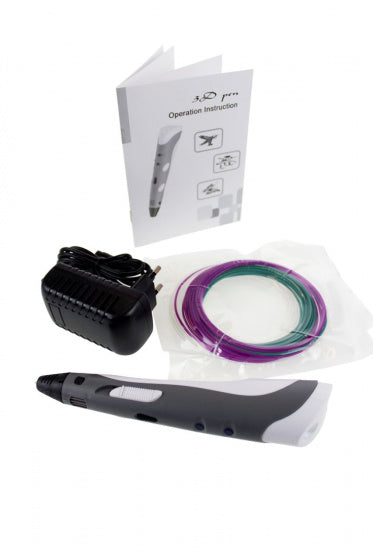 3D printer pen 18,5 cm grijs/wit 5-delig