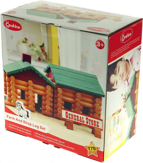 bouwset Blokhut 31 cm hout bruin 170-delig