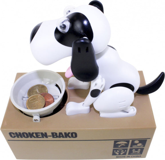 spaarpot voerbak hond bruin/zwart/wit