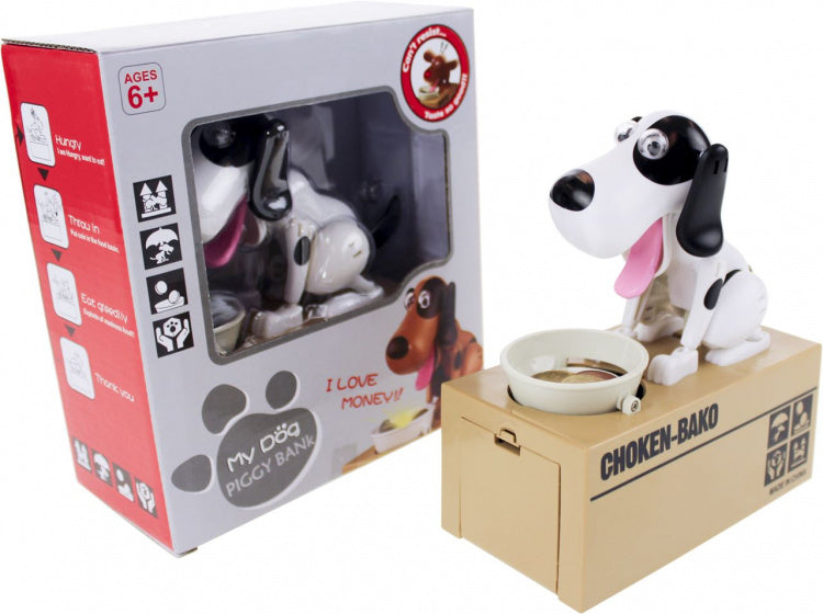 spaarpot voerbak hond bruin/zwart/wit