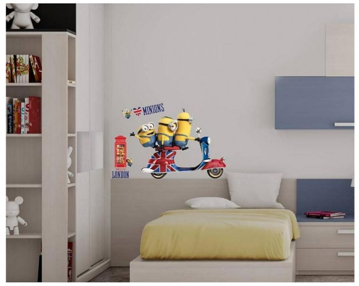 muurstickers Minions vespa 3 stickers