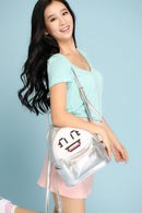 kinderrugzak Face Off polyester/siliconen zilver 2-delig