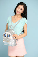 kinderrugzak Face Off polyester/siliconen zilver 2-delig