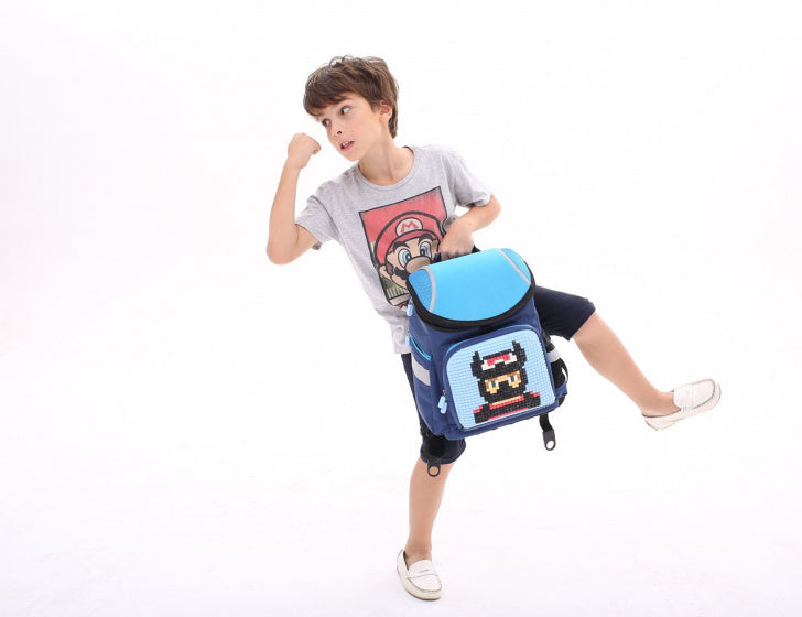 rugzak Super Class junior 38 cm marineblauw 2-delig
