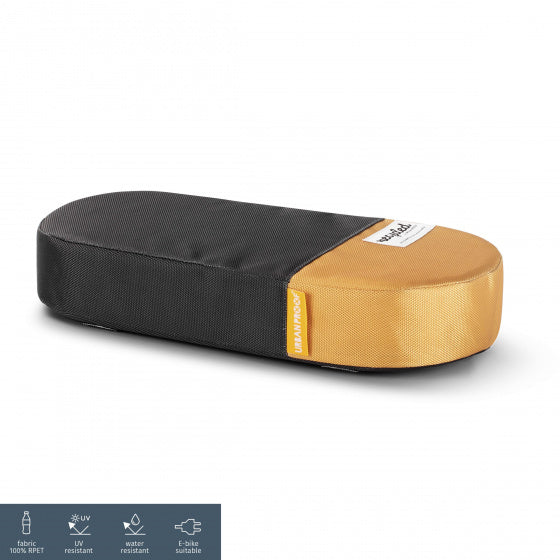 Gerecylede bagagedragerkussen Urban Proof 37,5 x 17 x 7 cm  - grijs/geel
