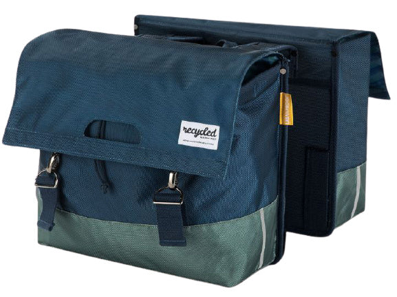 Gerecyclede dubbele fietstas Urban Proof 40 liter - blauw/groen