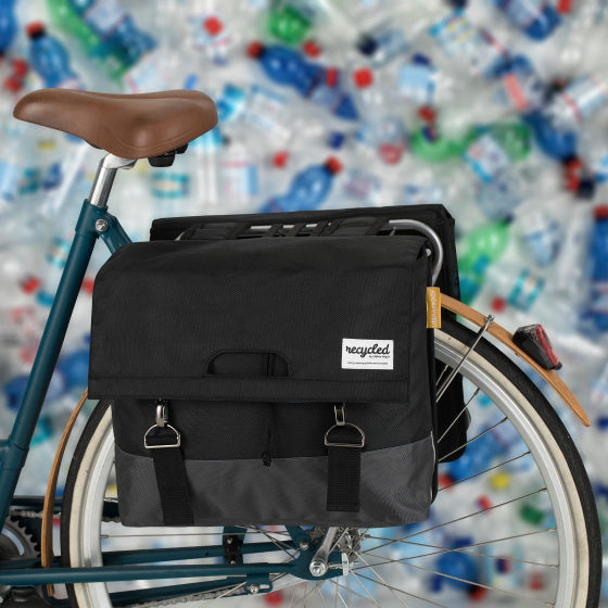 Gerecyclede dubbele fietstas Urban Proof 40 liter - zwart/grijs