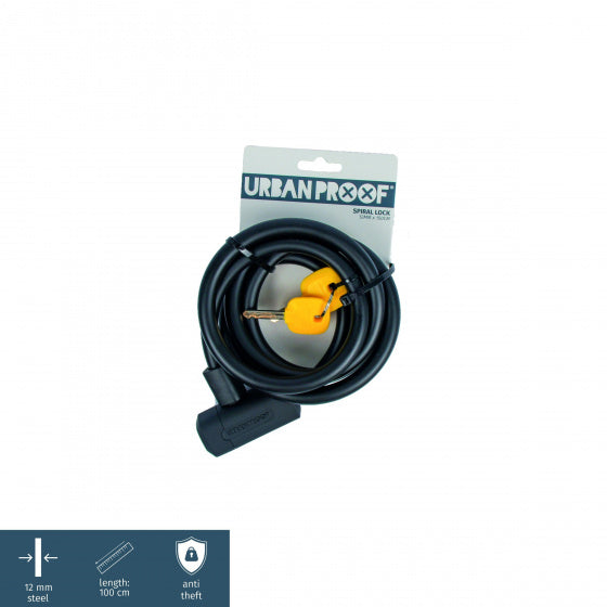 Spiraalslot Urban Proof Ø12mm x 150cm - zwart