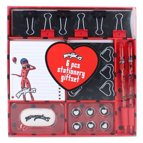 schrijfset luxe Ladybug meisjes rood/zwart 6-delig