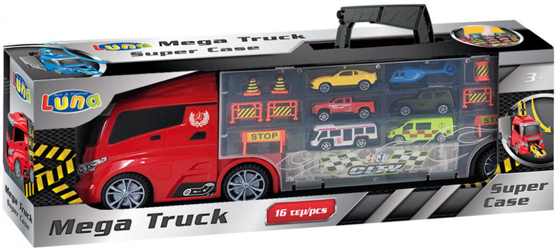 autotransporter City 63 cm zwart/rood 16-delig