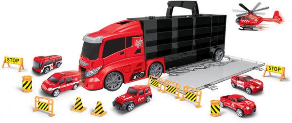 autotransporter Rescue 55 cm zwart/rood 16-delig