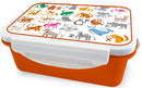 broodtrommel ABC dieren 16 x 12 x 6,5 cm wit/oranje