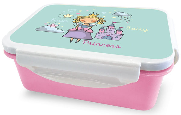 broodtrommel prinses 16 x 12 x 6,5 cm roze/groen
