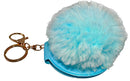 sleutelhanger met spiegel 6 cm polyester blauw